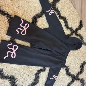 Edikted Grey Hoodie and Pants Set with Pink Bows